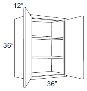 RTA Brilliant White Shaker 36" x 36" High Double Door Wall Cabinet