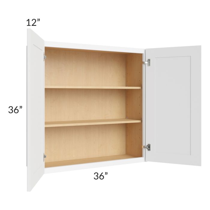 RTA Brilliant White Shaker 36" x 36" High Double Door Wall Cabinet