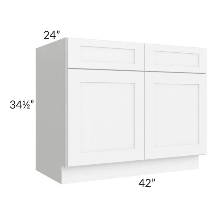 RTA Brilliant White Shaker 42" Base Cabinet with 1 Decorative END Panel