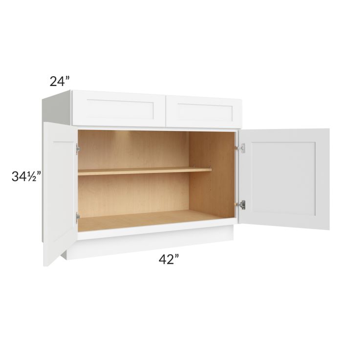 RTA Brilliant White Shaker 42" Base Cabinet with 1 Decorative END Panel