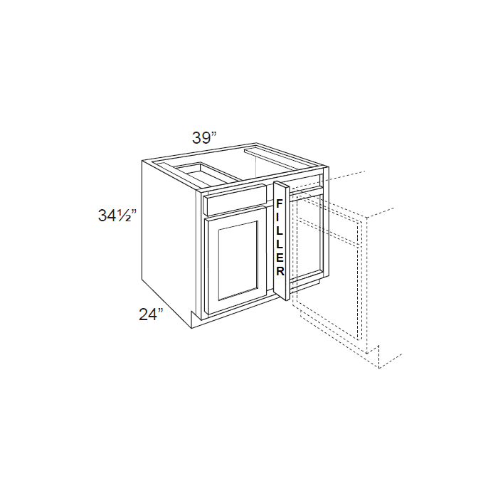 RTA Brilliant White Shaker 42" Blind Base Cabinet
