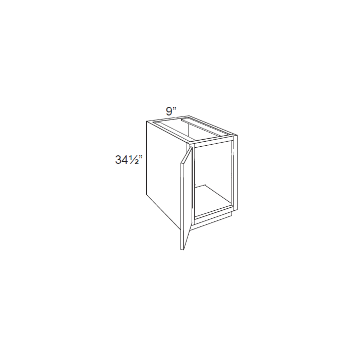 RTA Brilliant White Shaker 9" Base Tray Cabinet