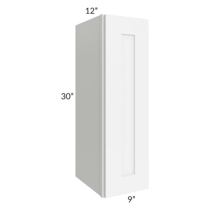 RTA Brilliant White Shaker 9" x 30" High Single Door Wall Cabinet