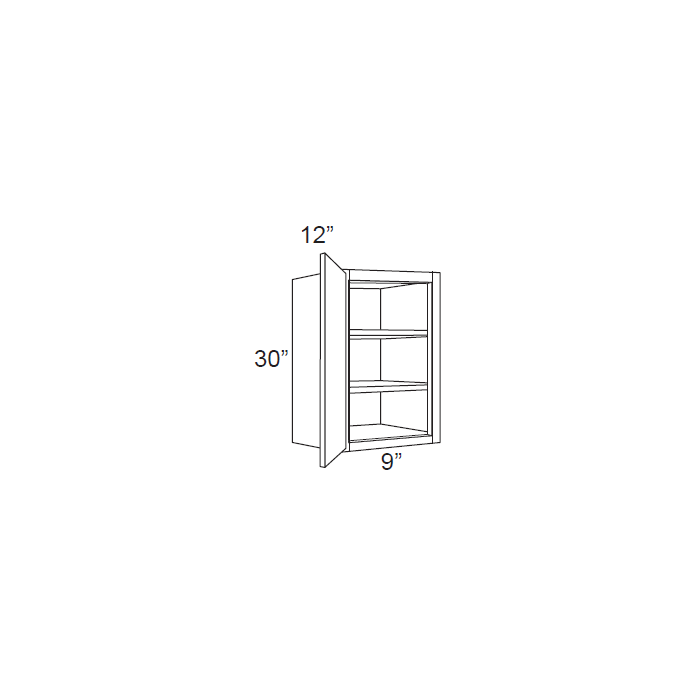 RTA Brilliant White Shaker 9" x 30" High Single Door Wall Cabinet