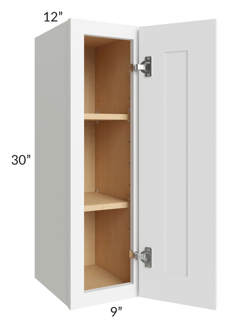 RTA Brilliant White Shaker 9" x 30" High Single Door Wall Cabinet