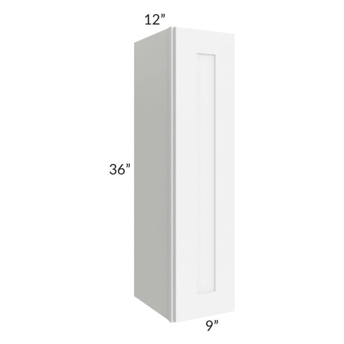 RTA Brilliant White Shaker 9" x 36" High Single Door Wall Cabinet