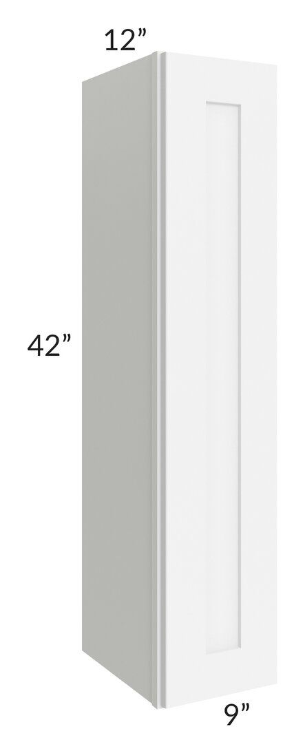 RTA Brilliant White Shaker 9" x 42" High Single Door Wall Cabinet with 2 Decorative END Panels