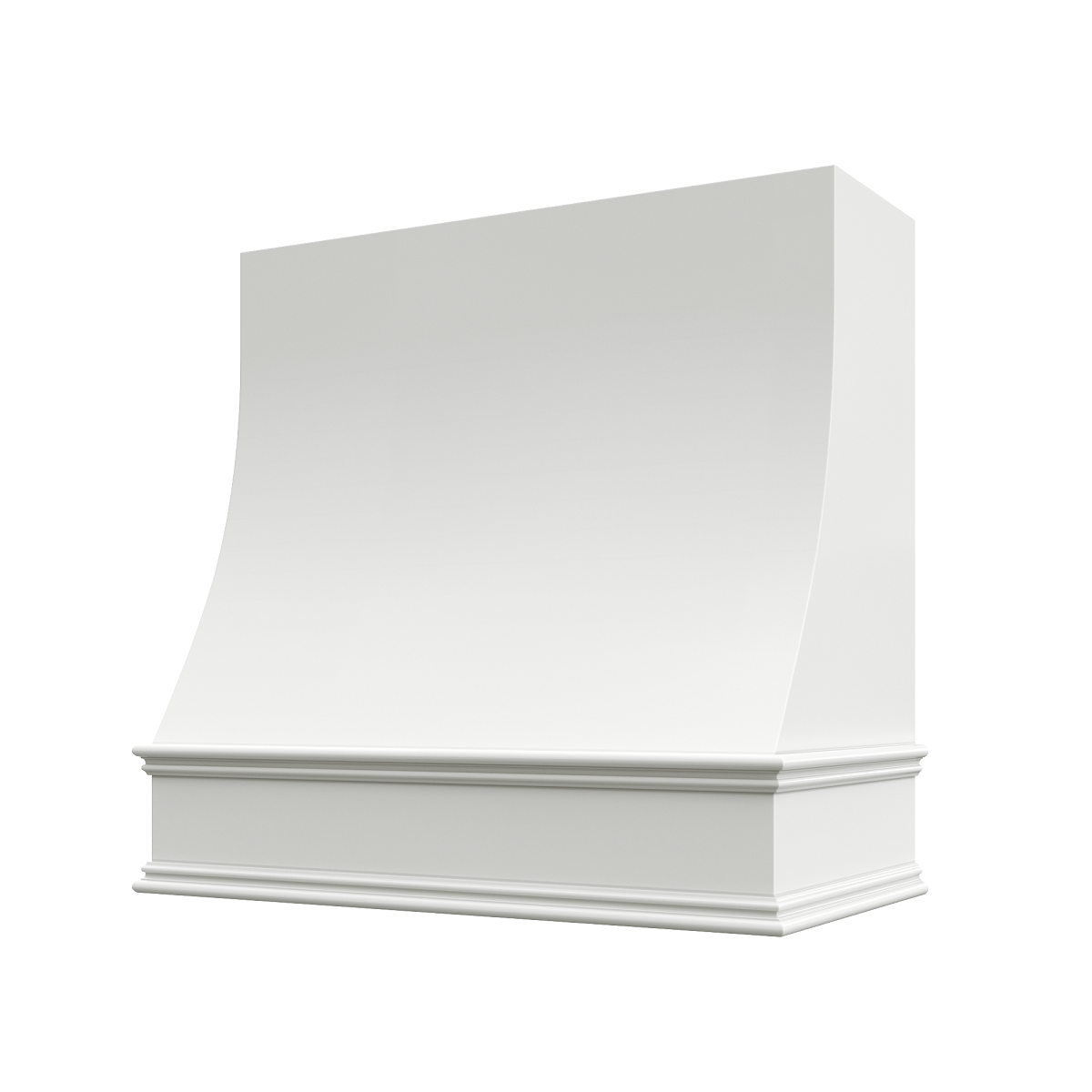 RTA Brilliant White Shaker Charlotte 48" x 48" Sloped Smooth Hood with Classic Molding