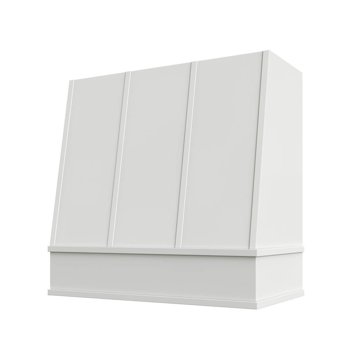 RTA Brilliant White Shaker Wilmington 30" x 36" Strapped Angled Hood with Block Molding