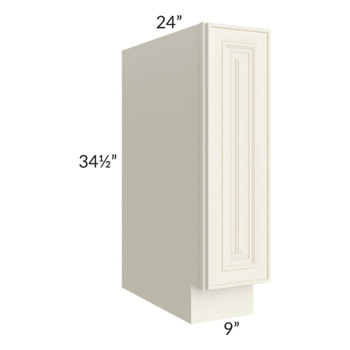 RTA Cambridge Antique White Glaze 09" Base Tray Cabinet with 1 Decorative End Panel