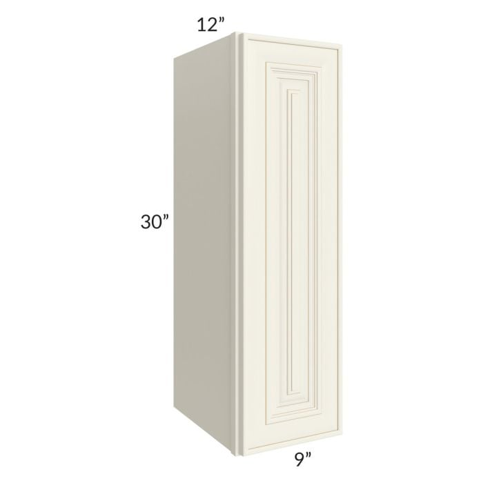 RTA Cambridge Antique White Glaze 09" x 30" Wall Cabinet with 1 Decorative End Panel