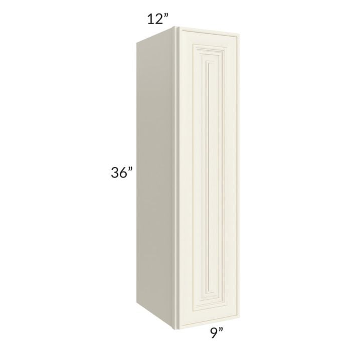RTA Cambridge Antique White Glaze 09" x 36" Wall Cabinet with 1 Decorative End Panel