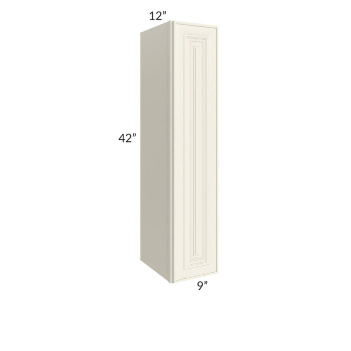 RTA Cambridge Antique White Glaze 09" x 42" Wall Cabinet with 1 Decorative End Panel
