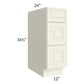 RTA Cambridge Antique White Glaze 12" 3-Drawer Base Cabinet with 2 Decorative End Panels
