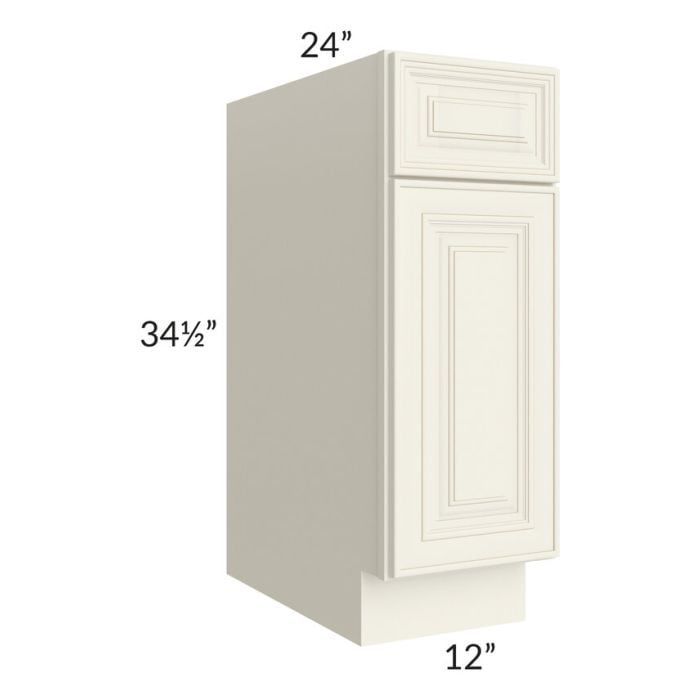 RTA Cambridge Antique White Glaze 12" Base Cabinet with 1 Decorative End Panel