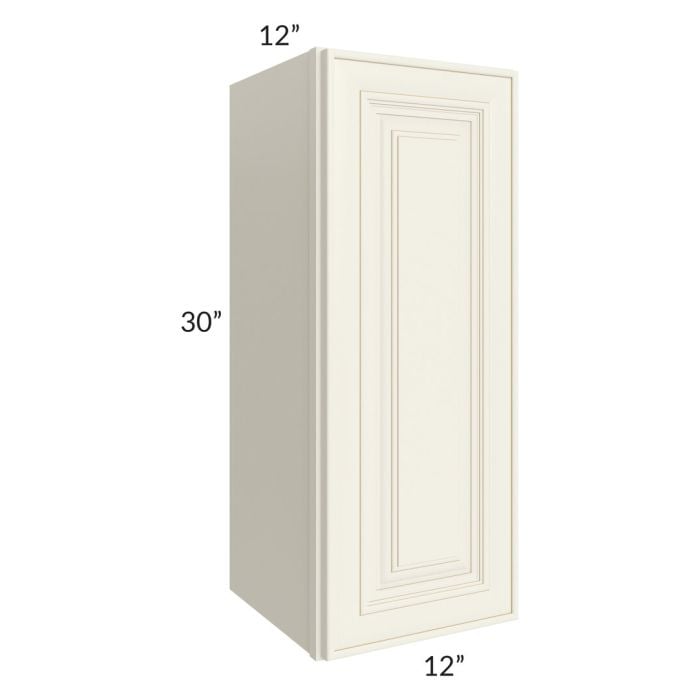 RTA Cambridge Antique White Glaze 12" x 30" Wall Cabinet with 1 Decorative End Panel