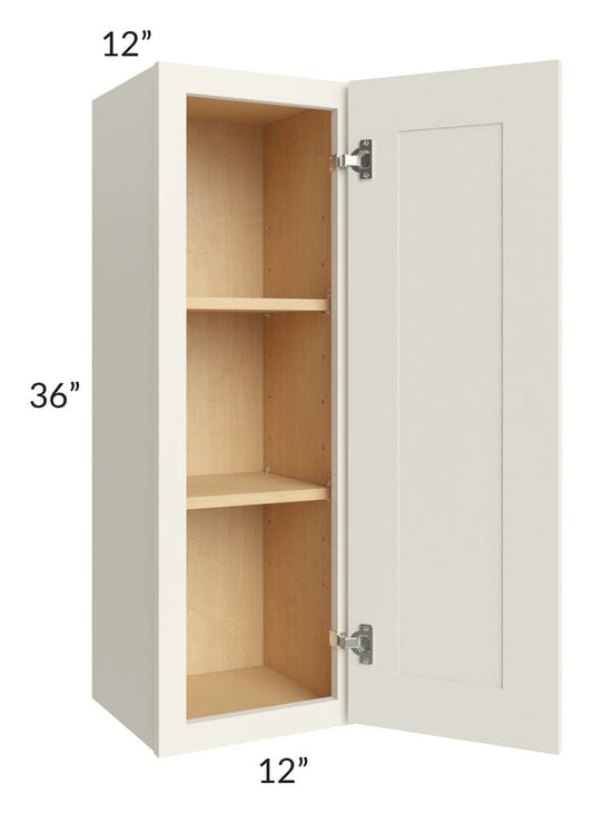 RTA Cambridge Antique White Glaze 12" x 36" Wall Cabinet with 1 Decorative End Panel