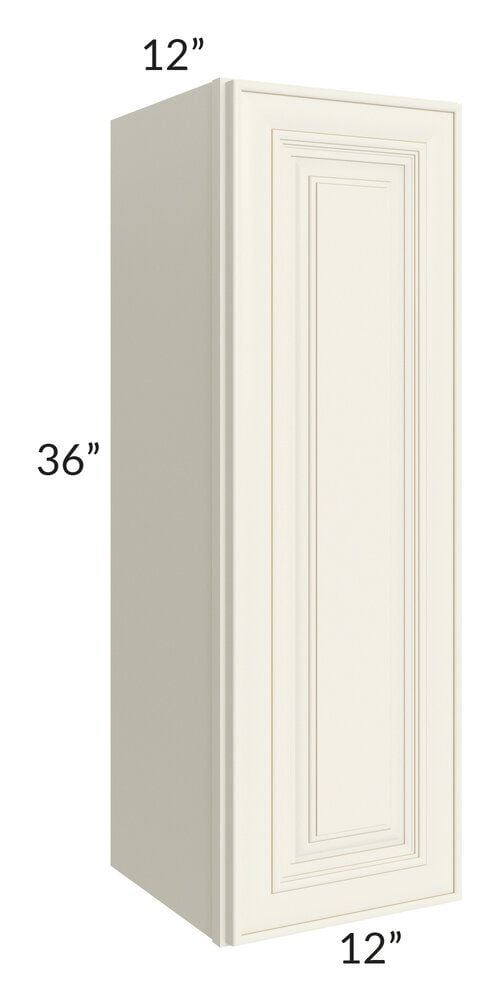 RTA Cambridge Antique White Glaze 12" x 36" Wall Cabinet with 2 Decorative End Panels
