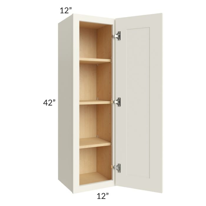 RTA Cambridge Antique White Glaze 12" x 42" Wall Cabinet with 1 Decorative End Panel