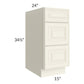 RTA Cambridge Antique White Glaze 15" 3-Drawer Base Cabinet with 1 Decorative End Panel