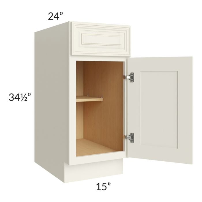 RTA Cambridge Antique White Glaze 15" Base Cabinet with 2 Decorative End Panels
