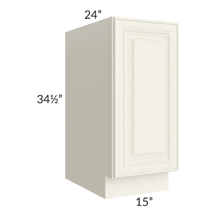 RTA Cambridge Antique White Glaze 15" Full Height Door Base Cabinet with 1 Decorative End Panel