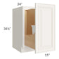 RTA Cambridge Antique White Glaze 15" Full Height Door Base Cabinet with Single Trashcan Pullout and 1 Decorative End Panel