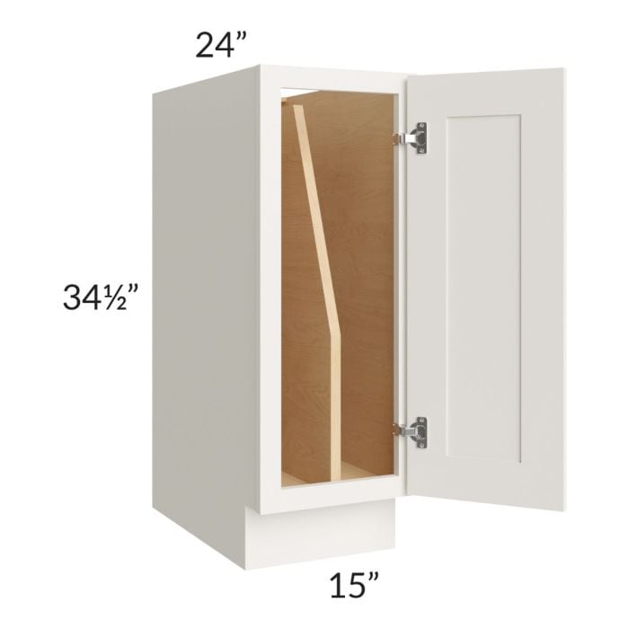 RTA Cambridge Antique White Glaze 15" Full Height Door Tray Divider Base Cabinet with 2 Decorative End Panels