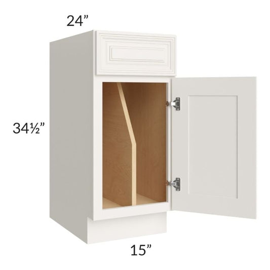 RTA Cambridge Antique White Glaze 15" Tray Divider Base Cabinet with 1 Decorative End Panel