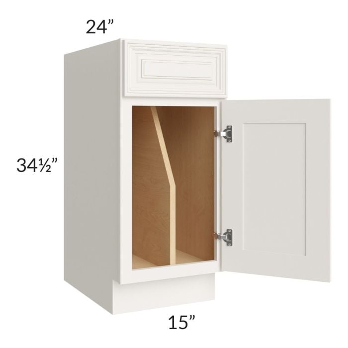 RTA Cambridge Antique White Glaze 15" Tray Divider Base Cabinet with 2 Decorative End Panels