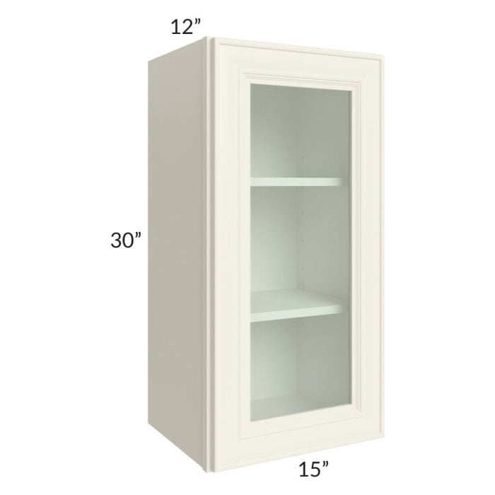 RTA Cambridge Antique White Glaze 15" x 30" Wall Glass Door Cabinet (Prepped for Glass Doors)