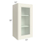 RTA Cambridge Antique White Glaze 15" x 30" Wall Glass Door Cabinet (Prepped for Glass Doors) with 1 Decorative End Panel