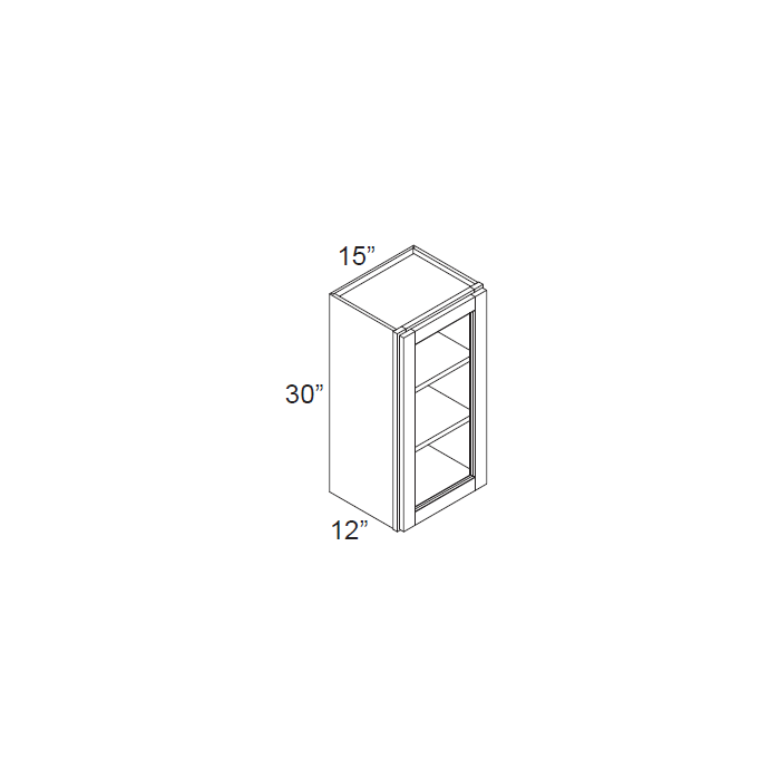 RTA Cambridge Antique White Glaze 15" x 30" Wall Glass Door Cabinet (Prepped for Glass Doors) with 1 Decorative End Panel