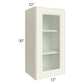 RTA Cambridge Antique White Glaze 15" x 30" Wall Glass Door Cabinet (Prepped for Glass Doors) with 2 Decorative End Panels