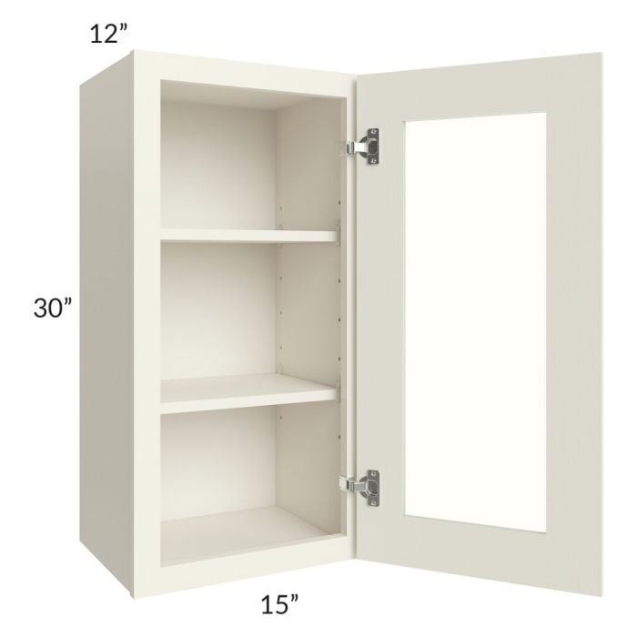 RTA Cambridge Antique White Glaze 15" x 30" Wall Glass Door Cabinet (Prepped for Glass Doors)
