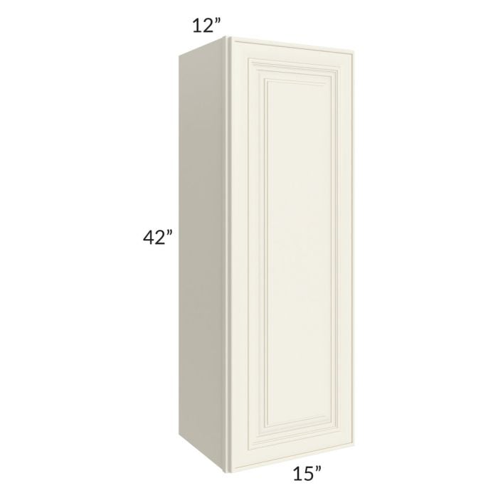 RTA Cambridge Antique White Glaze 15" x 42" Wall Cabinet with 2 Decorative End Panels