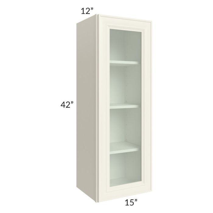 RTA Cambridge Antique White Glaze 15" x 42" Wall Glass Door Cabinet (Prepped for Glass Doors)
