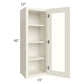 RTA Cambridge Antique White Glaze 15" x 42" Wall Glass Door Cabinet (Prepped for Glass Doors) with 2 Decorative End Panels
