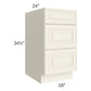 RTA Cambridge Antique White Glaze 18" 3-Drawer Base Cabinet with 2 Decorative End Panels