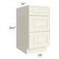 RTA Cambridge Antique White Glaze 18" 3-Drawer Base Cabinet