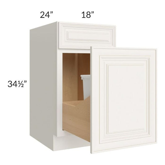RTA Cambridge Antique White Glaze 18" Base Cabinet with Double Trashcan Pullout and 2 Decorative End Panels