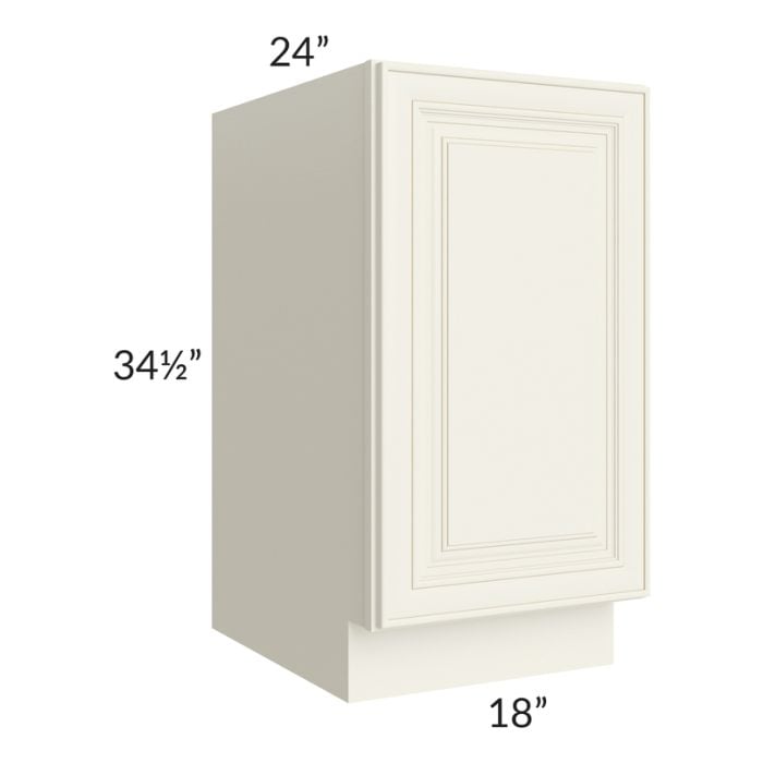 RTA Cambridge Antique White Glaze 18" Full Height Door Base Cabinet with 1 Decorative End Panel