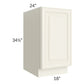 RTA Cambridge Antique White Glaze 18" Full Height Door Base Cabinet with 2 Decorative End Panels and 2 Roll Out Trays