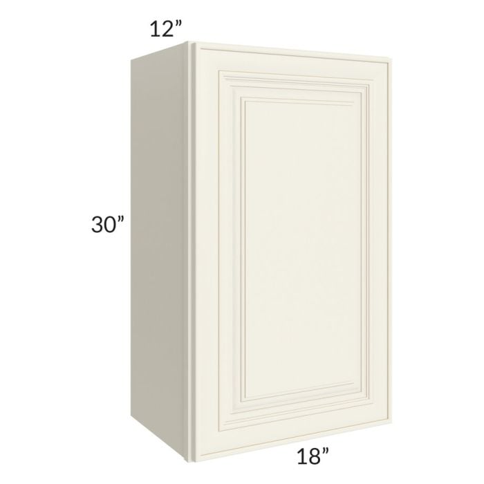 RTA Cambridge Antique White Glaze 18" x 30" Wall Cabinet with 1 Decorative End Panel