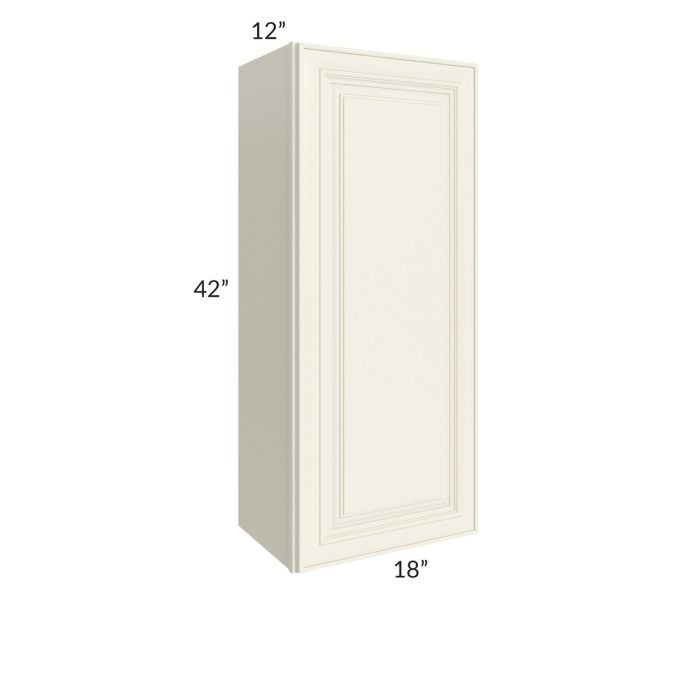 RTA Cambridge Antique White Glaze 18" x 42" Wall Cabinet with 2 Decorative End Panels