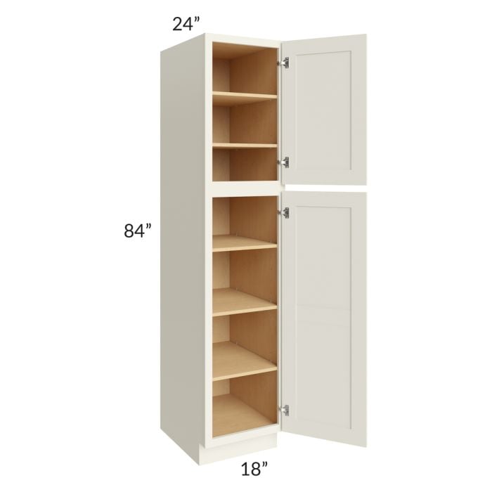 RTA Cambridge Antique White Glaze 18" x 84" x 24" Wall Pantry Cabinet with 2 Roll Out Trays