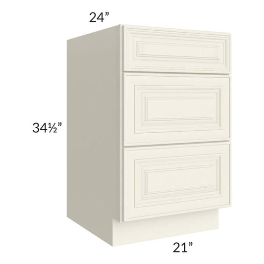 RTA Cambridge Antique White Glaze 21" 3-Drawer Base Cabinet