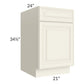 RTA Cambridge Antique White Glaze 21" Base Cabinet with 2 Decorative End Panels and 2 Roll Out Trays