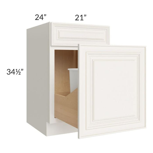 RTA Cambridge Antique White Glaze 21" Base Cabinet with Double Trashcan Pullout