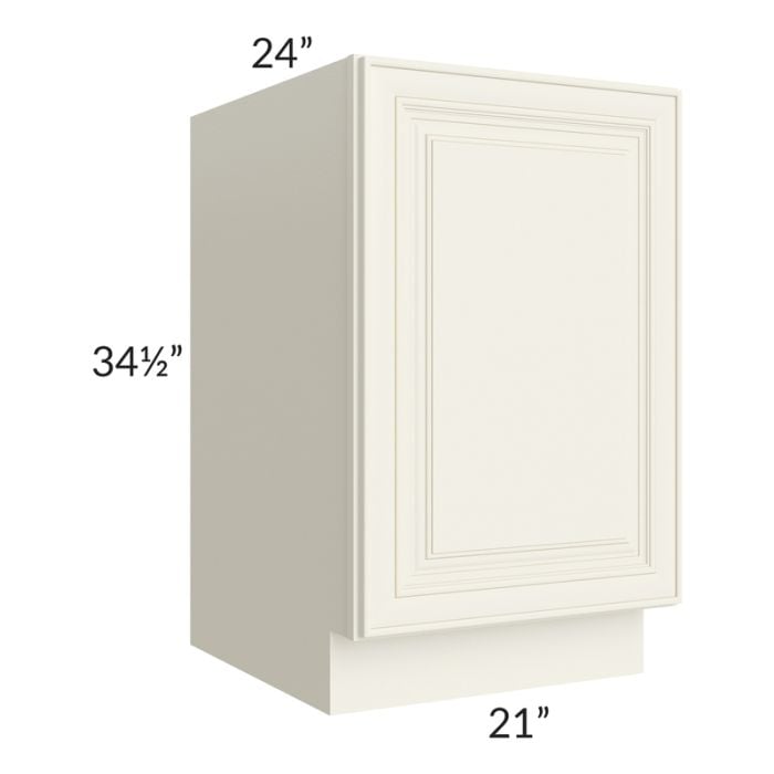 RTA Cambridge Antique White Glaze 21" Full Height Door Base Cabinet with 1 Decorative End Panel and 1 Roll Out Tray